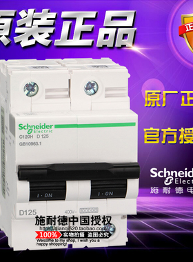 施耐德小型断路器 C120H 2P D 125A A9N19829 空气开关原装正品