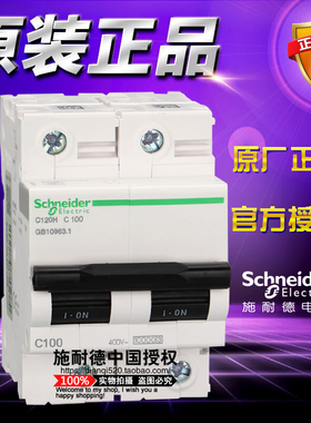 施耐德小型断路器 C120H 2P C100A A9N19817 空气开关原装正品