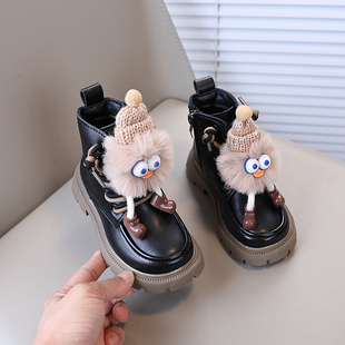 韩版女童靴子加绒加厚可爱小女孩卡通公主短靴网红洋气儿童马丁靴
