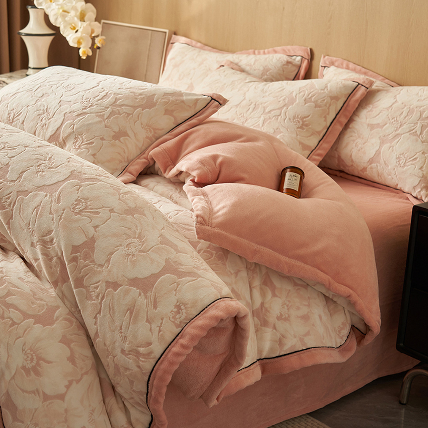 冬季高端加厚牛奶绒烂花雕花绒被套单件田园双面加绒保暖两用被罩,床上用品,被套,淘宝优惠券,粉丝福利购,淘宝优惠卷