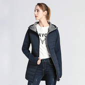 抓绒里 软壳风衣中长款 新款 户外防风防寒防水薄绵衣棉服外套女式