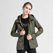 单层夹克户外不缩水高品质上衣 收腰风衣透气春秋季 新款 女纯棉短款