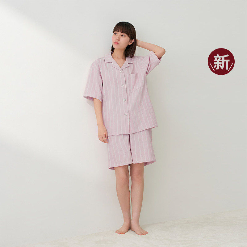 无印良品 MUJI 女式凉感双层纱织短袖睡衣裤套组家居服26年夏季新