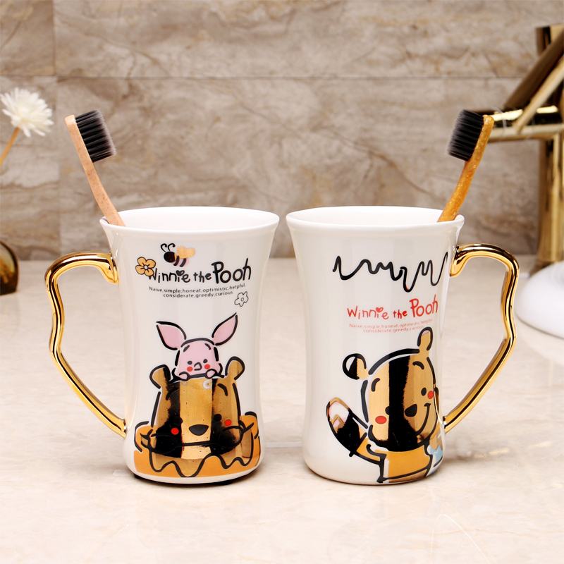 创意可爱卡通贴花刷牙牙杯口杯牙缸漱口杯牙具杯子家用刷杯洗漱杯