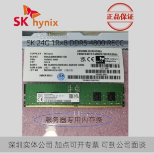 海力士SK 24Gb 1R×8 DDR5 4800 ECC RDIMM服务器内存条24G