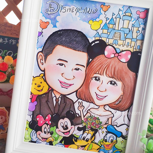纯手绘似颜绘真人漫画卡通插画定制纪念日礼物带相框包邮单人价格 - 封面