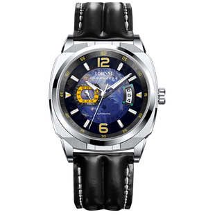 罗宾尼官方新款手表男款夜光全自动机械表男士大表盘运动方形正品