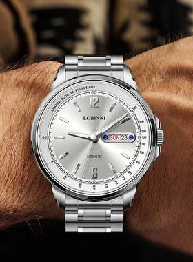 罗宾尼正品男士全自动手表男机械表精钢防水夜光男表品牌名表