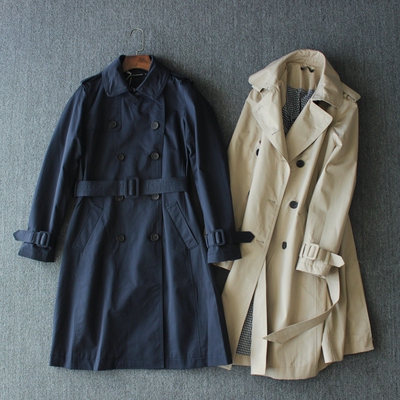 秋冬纯棉中长款大码风衣欧美风