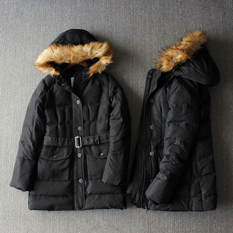 休闲防水中长款连帽羽绒服