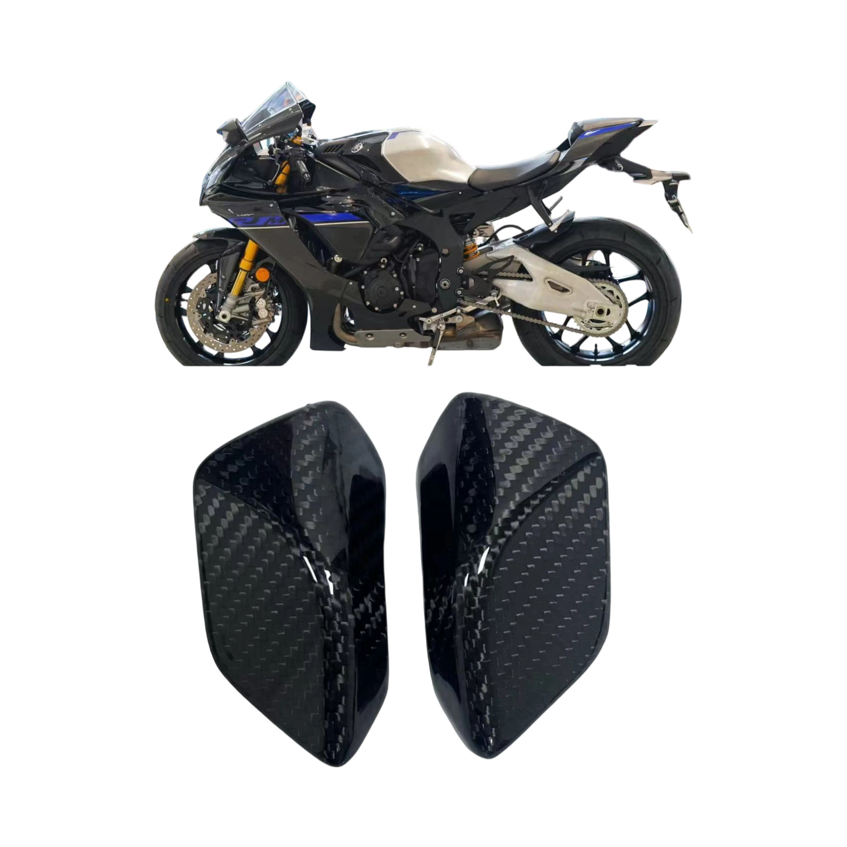 适用于Yamaha雅马哈R1 20-24年 改装碳纤维油箱护角油箱护块配件