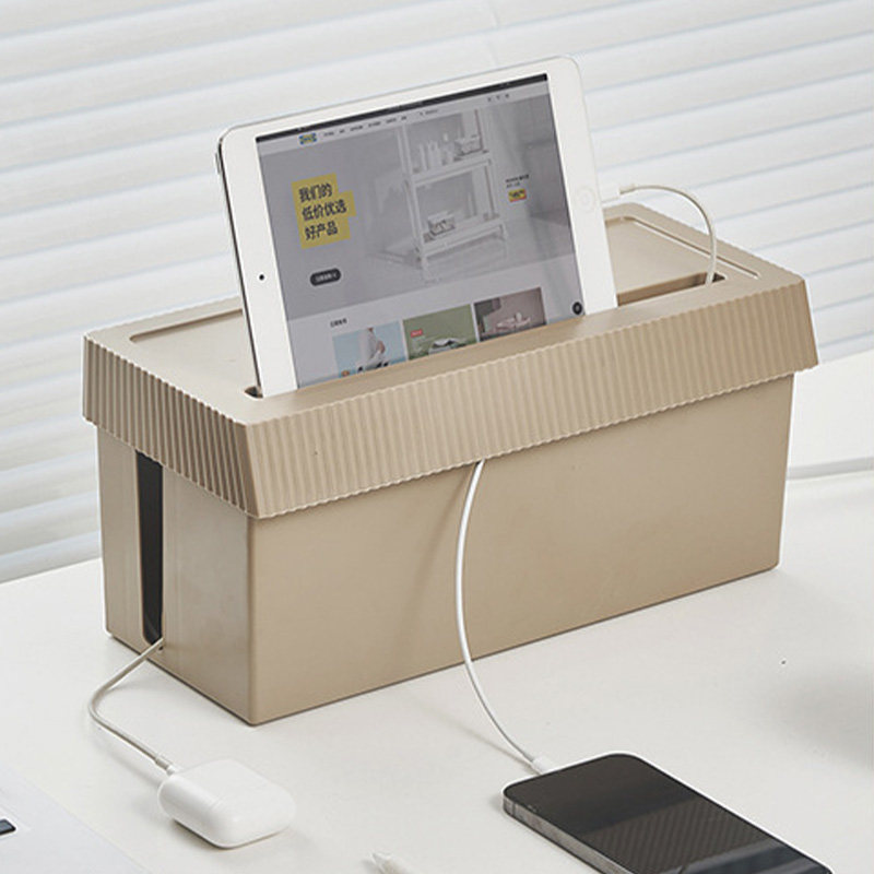 桌面免打孔收纳盒插线板