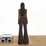 美式复古微喇牛仔长裤秋冬加绒保暖舒适百搭修身显瘦垂感拖地慵懒，女装休闲裤，奇怪漫猴工厂店