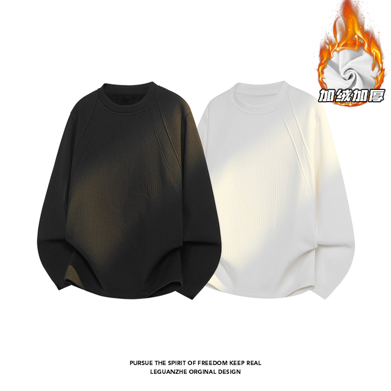 2025HT25677加绒白底大码圆领长袖T恤M-5XHT25959-特P30，男装T恤，奇怪漫猴工厂店