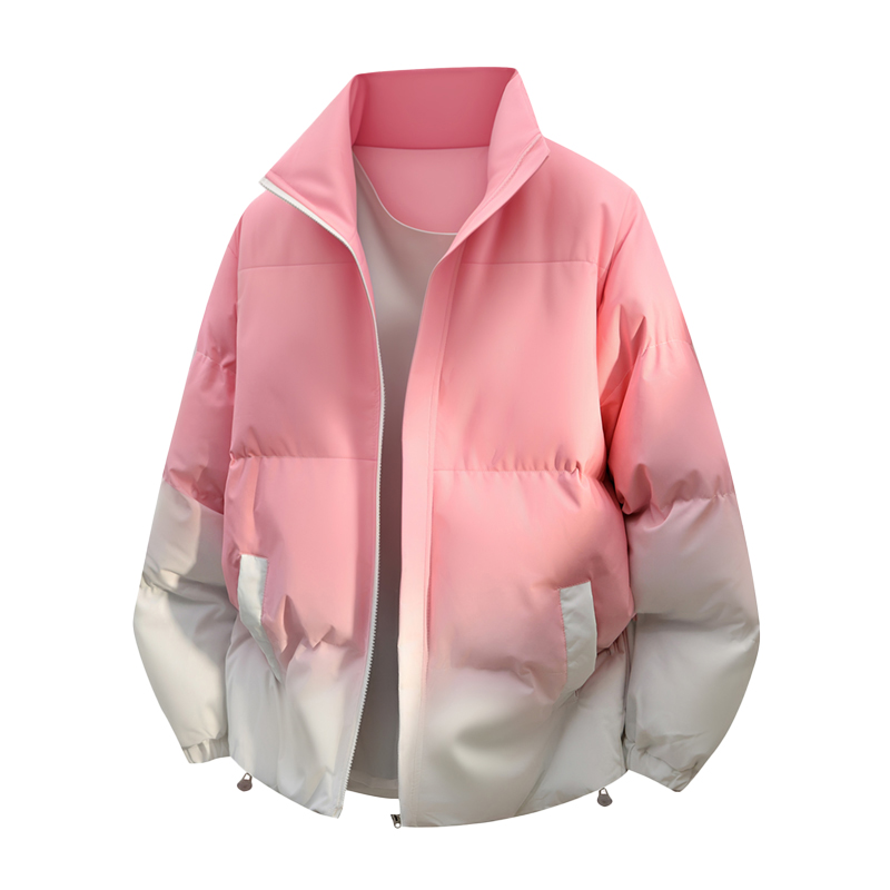 渐变羽绒棉服男士潮牌冬季立领棉衣情侣休闲外套面包服女，男装棉衣，奇怪漫猴工厂店