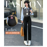 黑色直筒牛仔裤女2025新款秋季高腰宽松显瘦九分窄版烟管裤子，女装休闲裤，奇怪漫猴工厂店