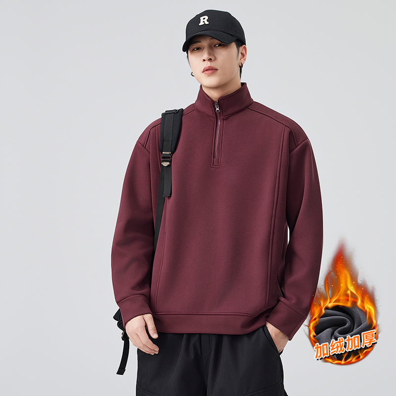 男士百搭半拉链立领卫衣520#加绒款，男装T恤，奇怪漫猴工厂店