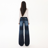 美式复古渐变微喇猫纹拖地垂感百搭舒适修身加绒显瘦长裤秋冬新款，女装休闲裤，奇怪漫猴工厂店