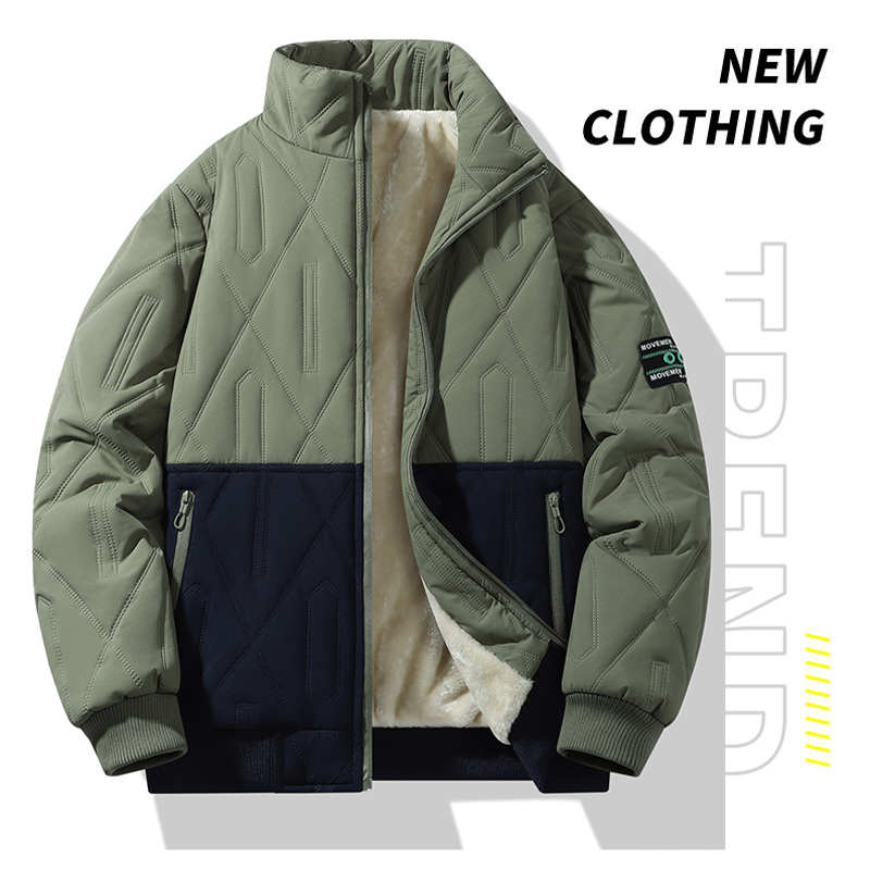 棉衣冬季爸爸加绒夹克男士秋冬季加厚棒球领棉衣休闲宽松大码，男装棉衣，奇怪漫猴工厂店