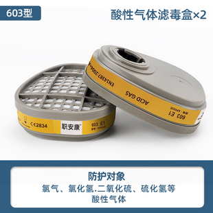 603防酸性滤盒油漆氯气氯化氢二氧化硫硫化氢滤毒盒防毒面具配件