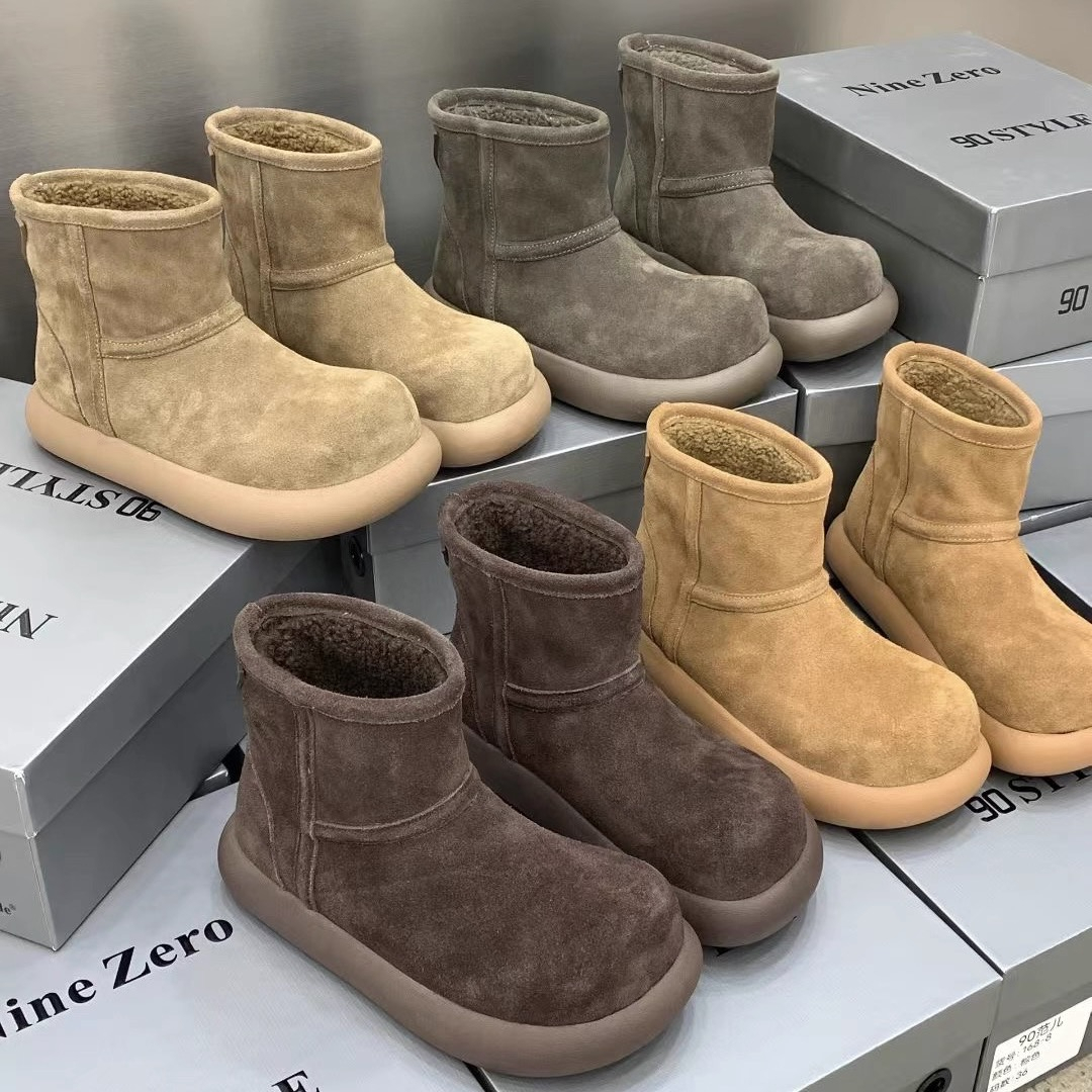 2025冬季新款小土豆加绒加厚勃肯短靴女款厚底增高保暖雪地靴棉鞋