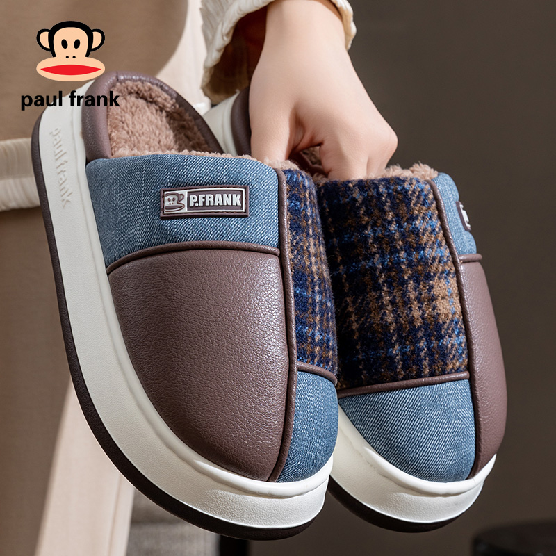 大嘴猴男士拖鞋居家室内防水厚底柔软耐磨加厚保暖毛绒棉拖鞋女冬