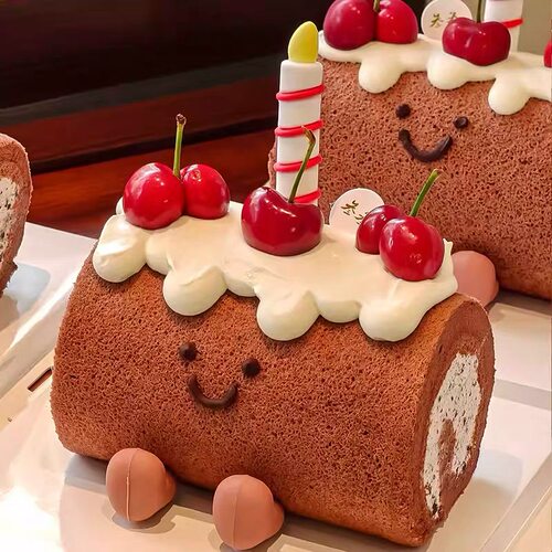 软陶生日蜡烛小脚蛋糕卷装饰插件
