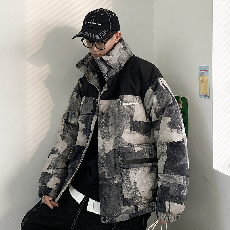 A436-915-P190控258港风抖音同款面包服立领箱型外套保暖羽绒服,男装棉衣,电商A436