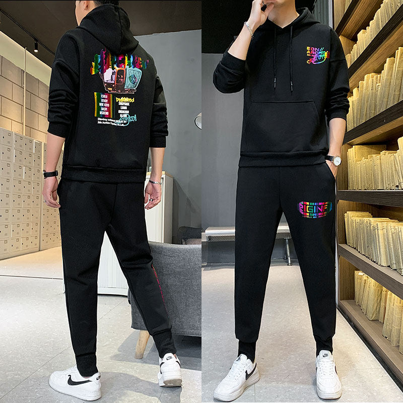 有现货2021春季新款男士连帽卫衣休闲运动套装A436-193208，男装套装，电商A436