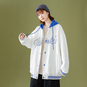 A436-6705-P85 2024春季新款中性风宽松连帽棒球服休闲夹克外套潮图片