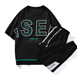 夏季冰丝休闲短袖套装男生潮牌运动衣服学生两件套A436-613-P70，女装运动套装，电商A436