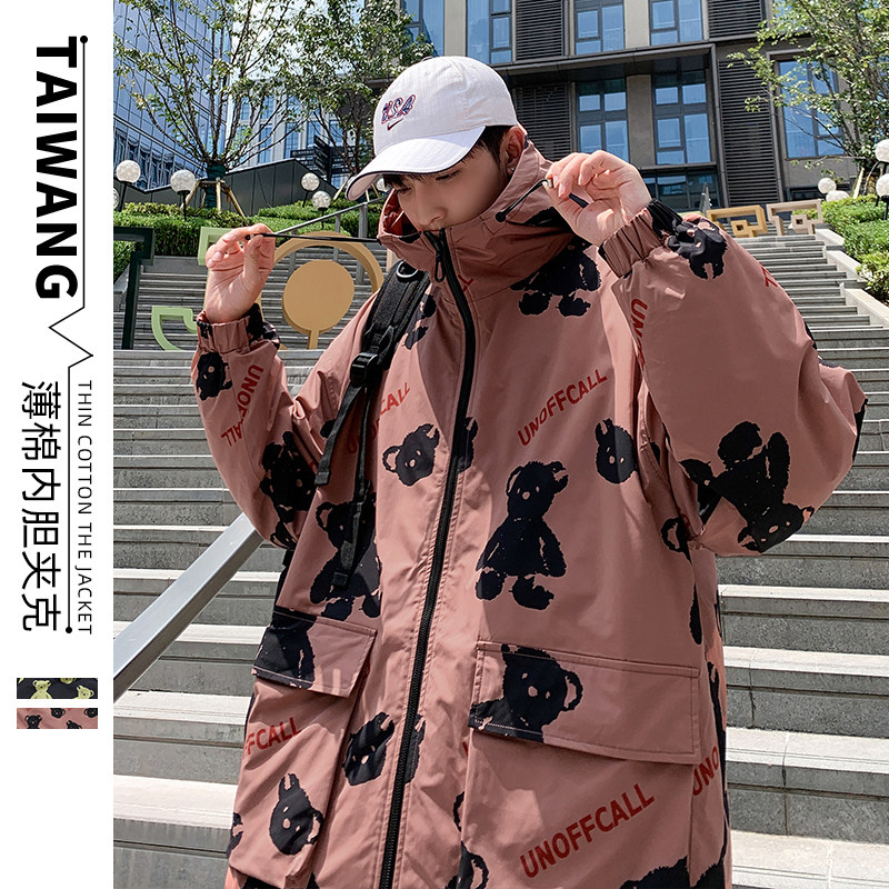 A436-W951-P105控138 2024秋季新款宽松棕熊立领长袖薄棉休闲外套图片