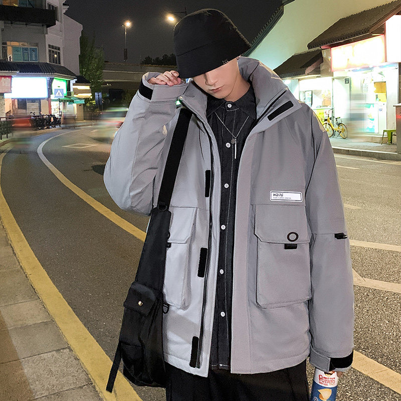 920港风冬装新款潮牌反光白鸭绒羽绒服男外套,男装羽绒服,电商A436