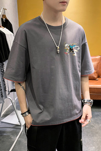 主推2024新款潮休闲假两件潮牌纯棉t恤男夏 A436-2110-P30图片