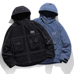 916冬季新款羽绒服男韩版平铺工装外套加厚宽松连帽图片