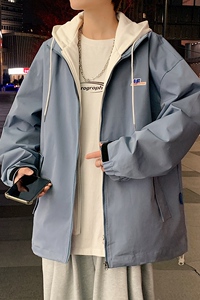 2024新款潮流棒球服克莱因蓝假两件男生潮牌夹克 A436-2123-P75图片