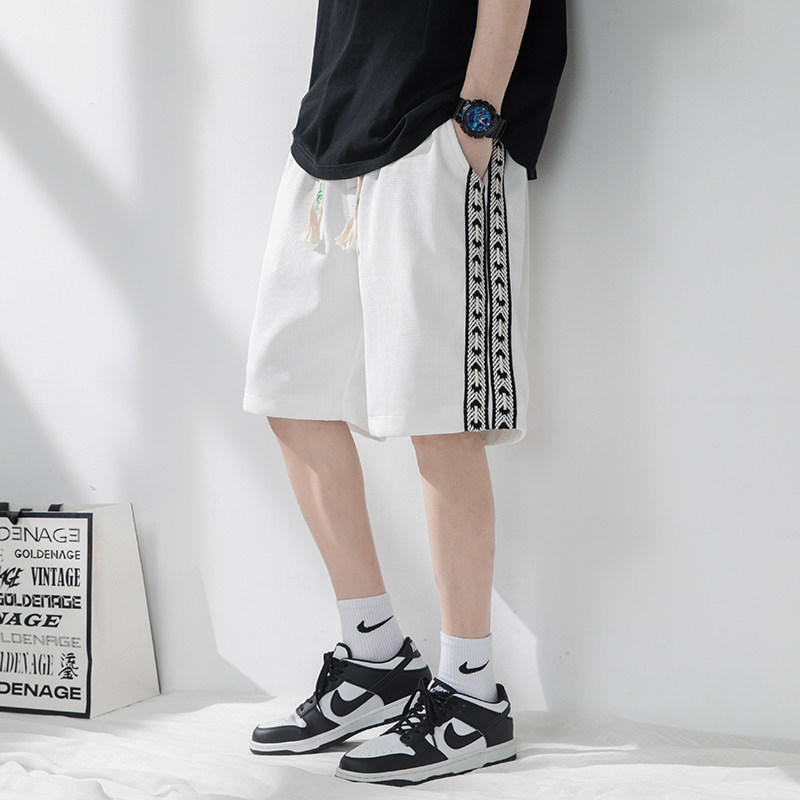 2023新款韩版潮牌华夫格手工编织带休闲五分短裤男A436-511-P32,男装休闲裤,电商A436