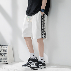 2023新款韩版潮牌华夫格手工编织带休闲五分短裤男 A436-511-P32图片