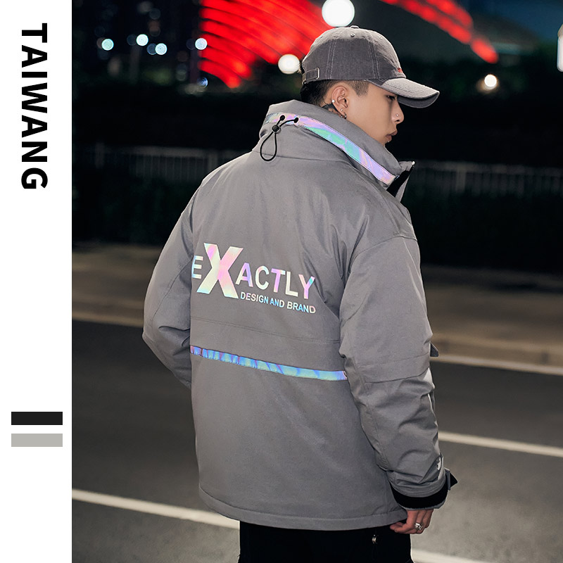9202020冬装新款潮牌炫彩字母羽绒服男士潮流外套，男装羽绒服，电商A436