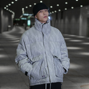 930 P249 控价328 冬装新款90%白鸭绒潮牌变色羽绒服男工装外套图片