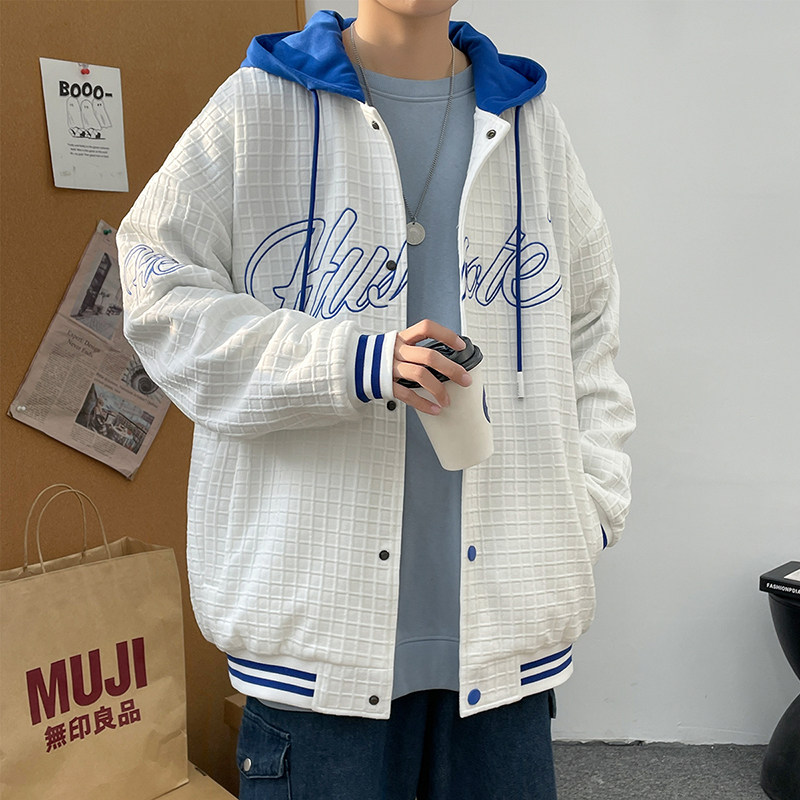 A436-6705-P852023春季新款港风宽松连帽棒球服休闲青年夹克外套,男装夹克,电商A436