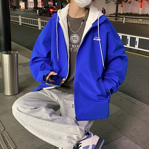 克莱因蓝假两件外套男2024新款潮牌宽松休闲秋夹克 A436-2123-P75图片