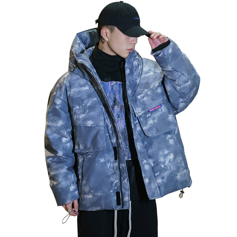 A436-W932-P145控2082024秋冬新款潮牌宽松连帽棉服休闲棉衣外套,男装棉衣,电商A436