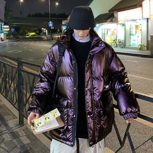 922 P140 控价188 冬装新款港风亮色反光印花棉衣男宽松外套图片