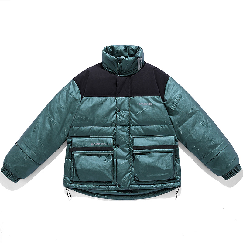 911冬装新款平铺羽绒服男加厚保暖亮面插色外套男，男装羽绒服，电商A436