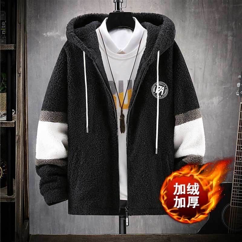2020冬装新款挂拍加绒加厚羊羔绒夹克男保暖外套 A436-J594-P100图片