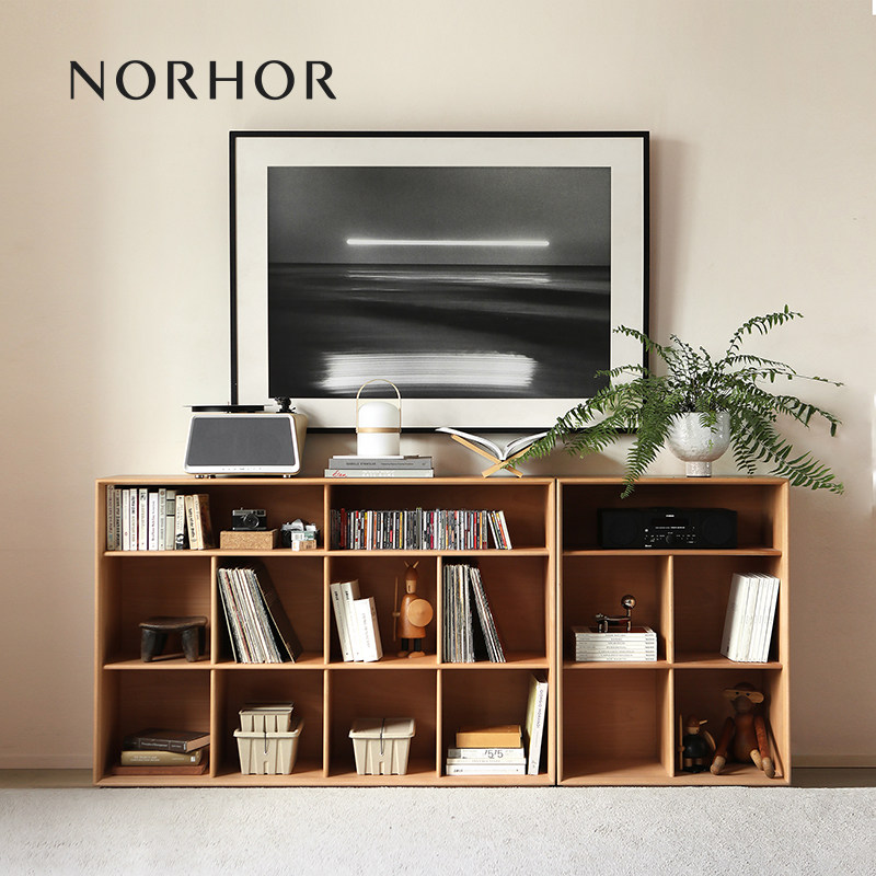 北欧表情NORHOR/素住/日式中古侘寂/原点实木多格可组合置物书架
