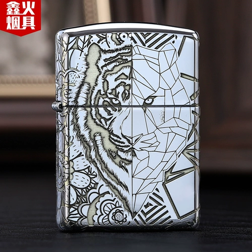 Zhibao Подлинная Zippo более легкая броня версии королевского возвращения Zodiac Tiger Head American Gift Zppo