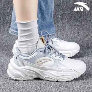 安踏冬季女鞋子休闲鞋2026新款初中生学生皮面休闲鞋子运动跑步鞋