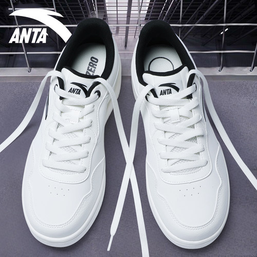 安踏新款透气白色厚底运动鞋板鞋